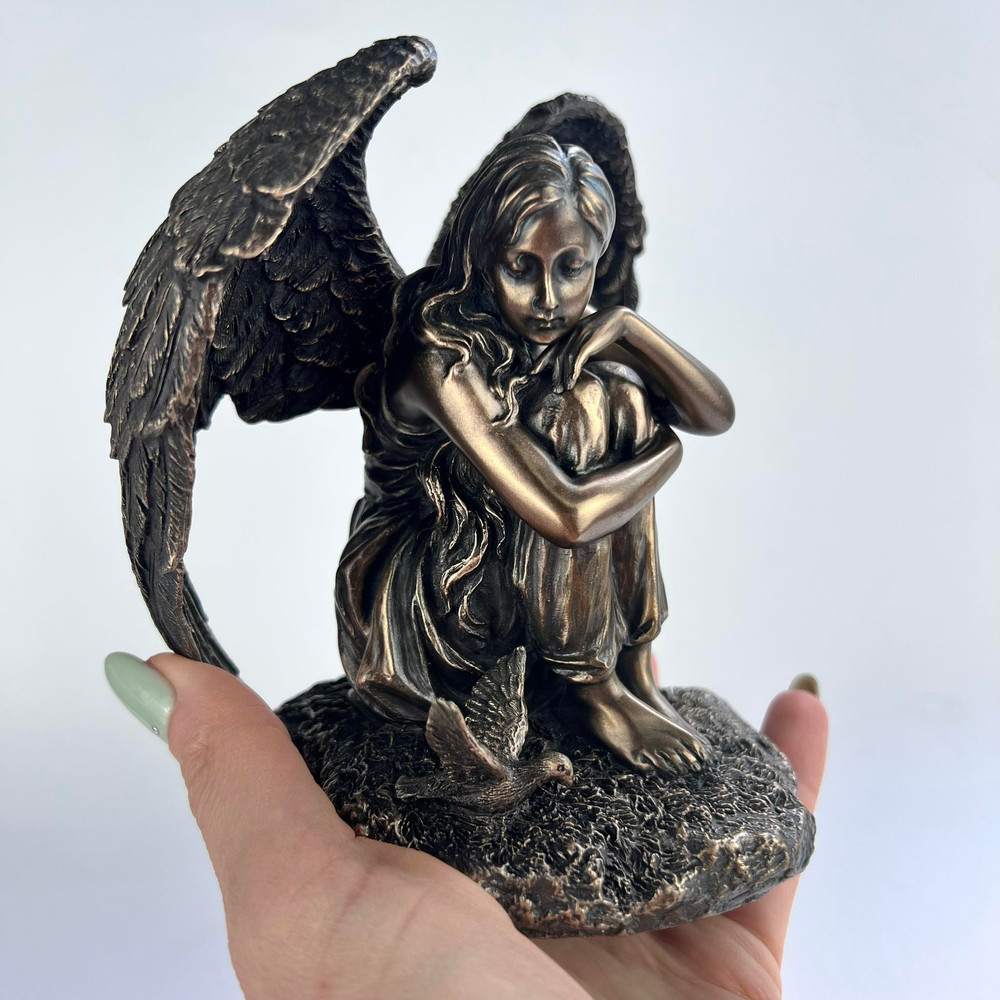 Angel Girl Statue Figure Polystone Bronze Home Decor Made In Italy 18 Cm 0