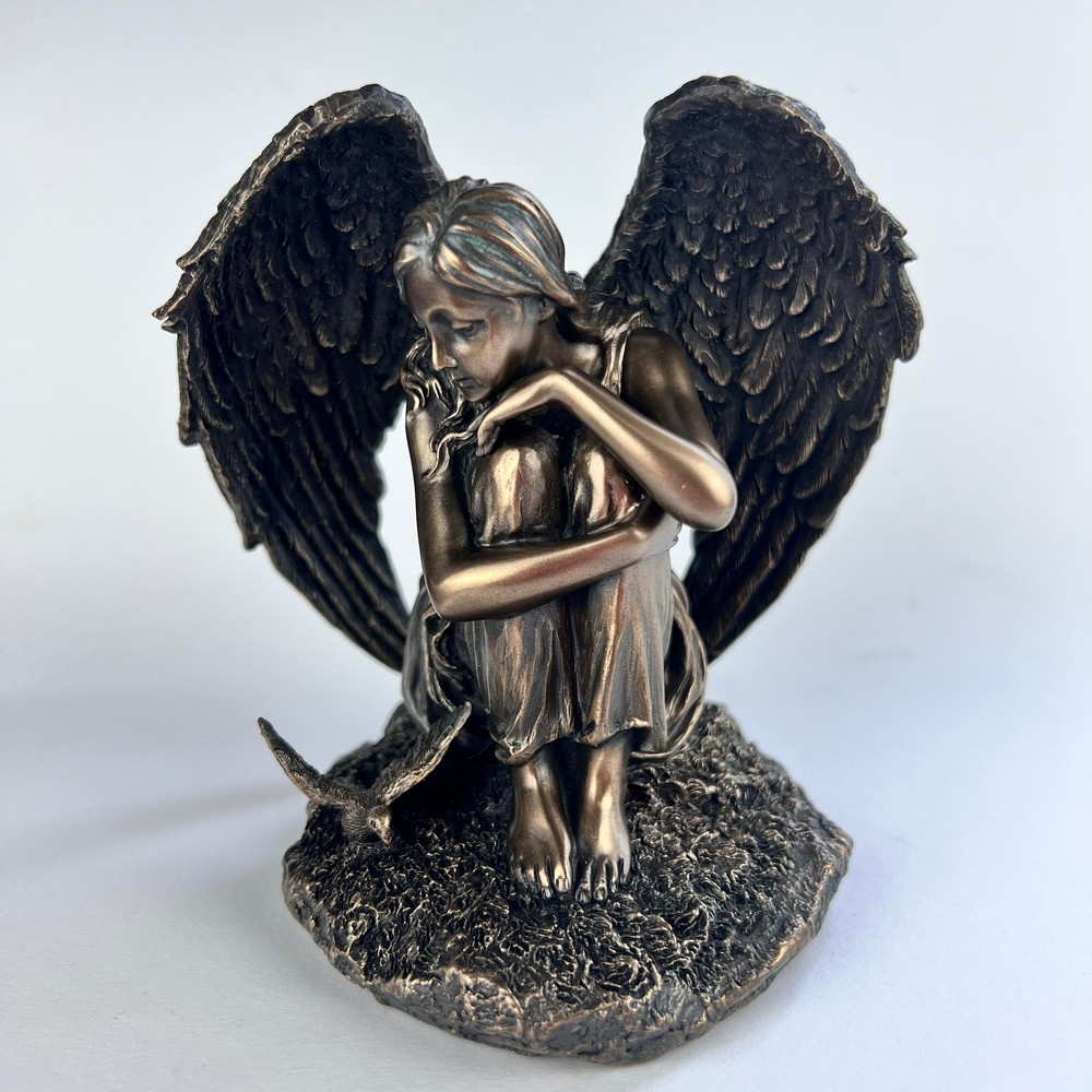 Angel Girl Statue Figure Polystone Bronze Home Decor Made In Italy 18 Cm 2