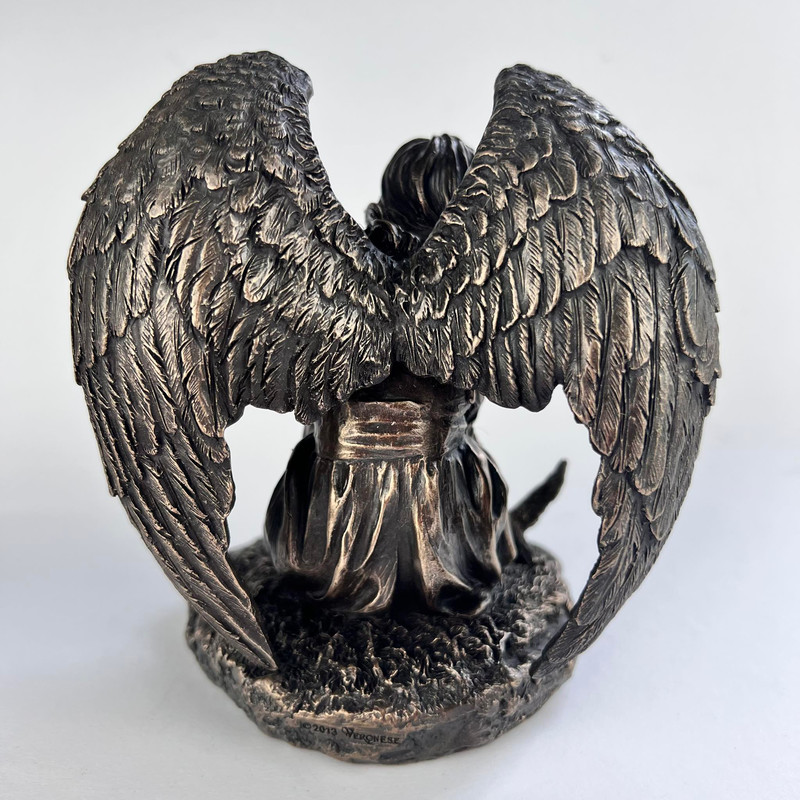 Angel Girl Statue Figure Polystone Bronze Home Decor Made In Italy 18 Cm 3