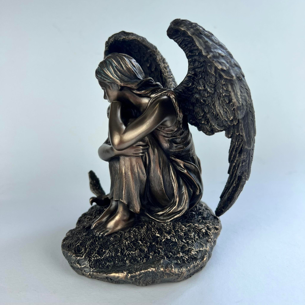 Angel Girl Statue Figure Polystone Bronze Home Decor Made In Italy 18 Cm 4