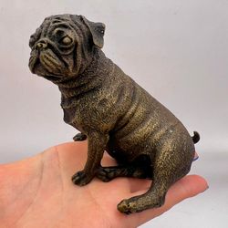 antique collectible bronze brass figure statue dog bulldog home decor