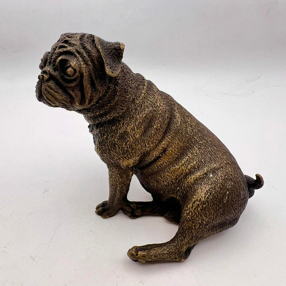 Antique Collectible Bronze Brass Figure Statue Dog Bulldog Home Decor 1
