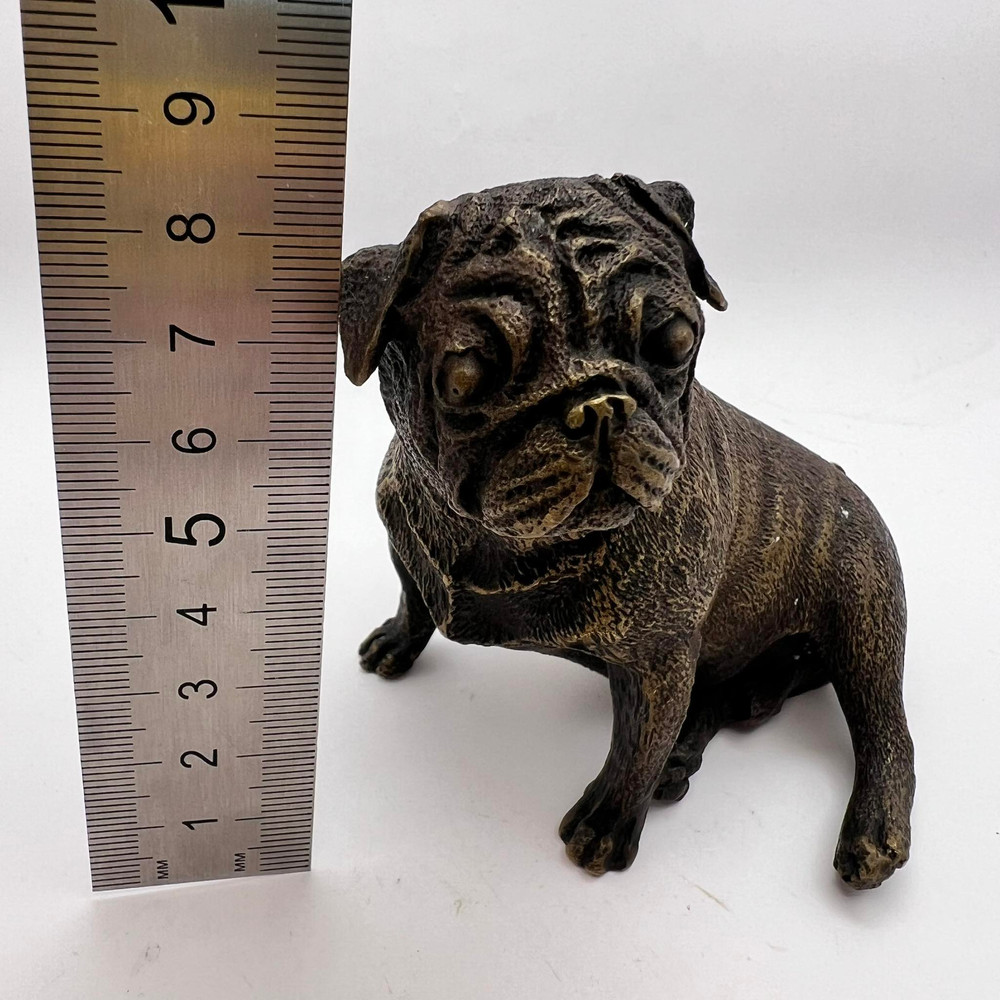 Antique Collectible Bronze Brass Figure Statue Dog Bulldog Home Decor 2