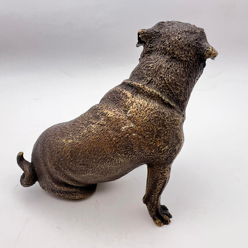 Antique Collectible Bronze Brass Figure Statue Dog Bulldog Home Decor 4