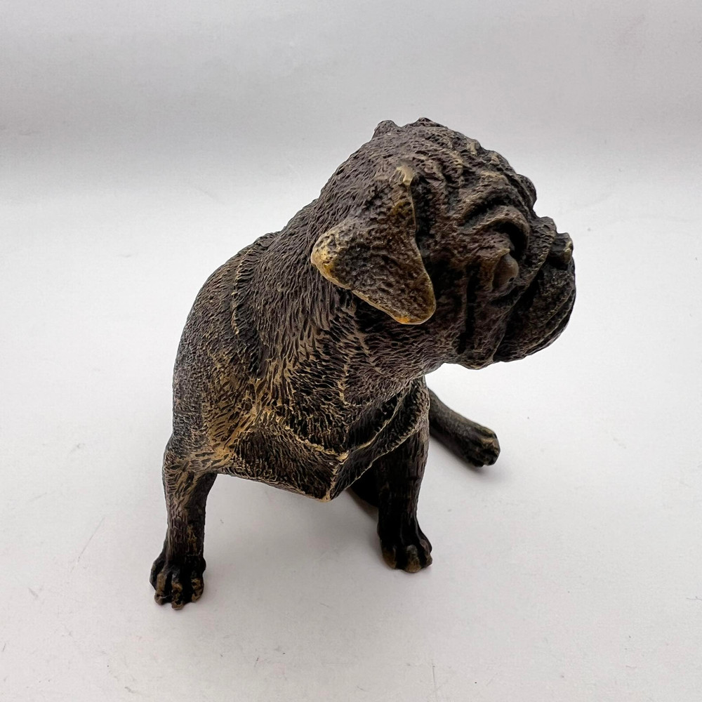 Antique Collectible Bronze Brass Figure Statue Dog Bulldog Home Decor 6