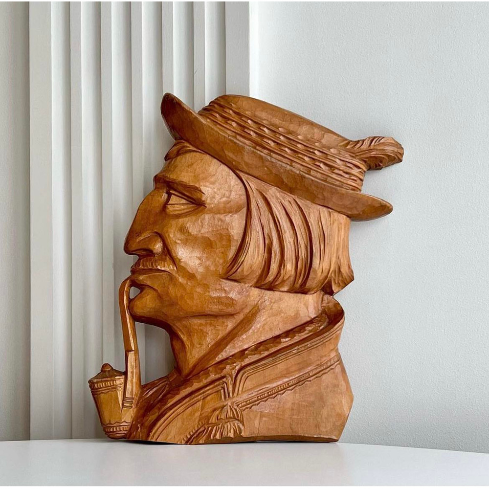 1970 Vintage Wall Hanging Plaque Hutsul Hand Carved Wooden Wood Ukraine Marked 1