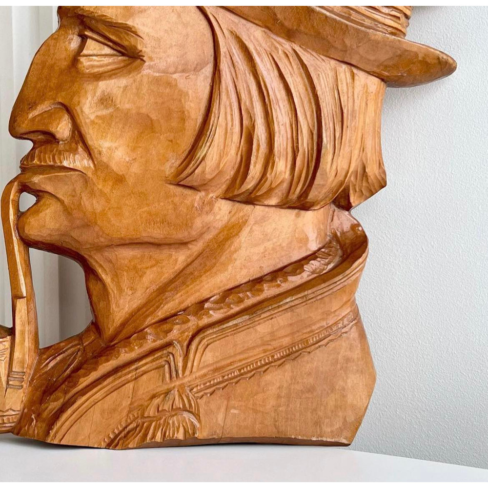 1970 Vintage Wall Hanging Plaque Hutsul Hand Carved Wooden Wood Ukraine Marked 3