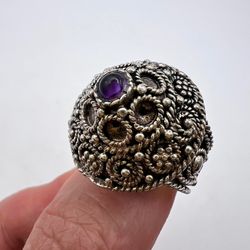massive vintage sterling silver 925 women's jewelry ring signed 12 gr size 8.5