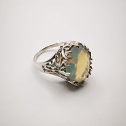 pre owned vintage,unisex ring,925 sterling silver,jewelry,moonstone