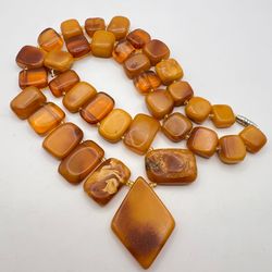 100% genuine baltic yellow royal amber beads necklace butterscotch egg yolk 38gr