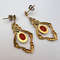 Gilt Sterling Silver 925 Vintage Pre Owned Womans Stud Ear Earrings Coral Gemstone Signed 1