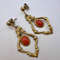 Gilt Sterling Silver 925 Vintage Pre Owned Womans Stud Ear Earrings Coral Gemstone Signed 4