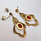 Gilt Sterling Silver 925 Vintage Pre Owned Womans Stud Ear Earrings Coral Gemstone Signed 6