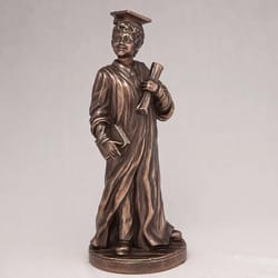 student pupil statue figure polystone bronze home decor gift from italy 9 in"