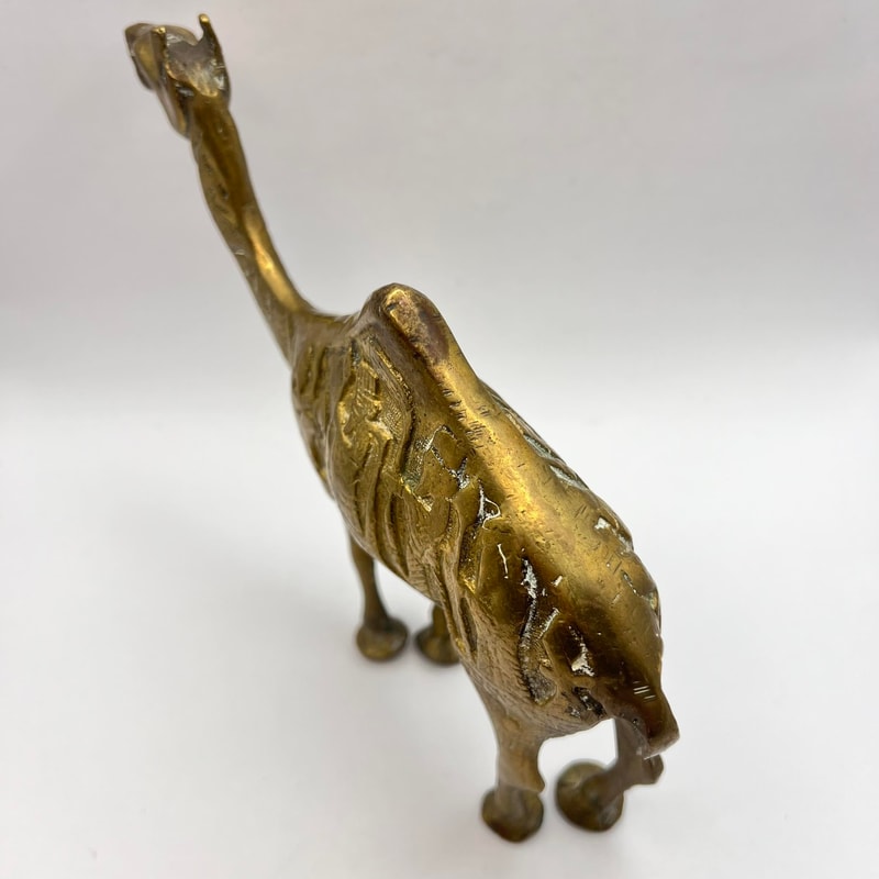 Large Vintage Solid Brass Egyptian Etched Figure Statue Camel Home Decor H 71 5