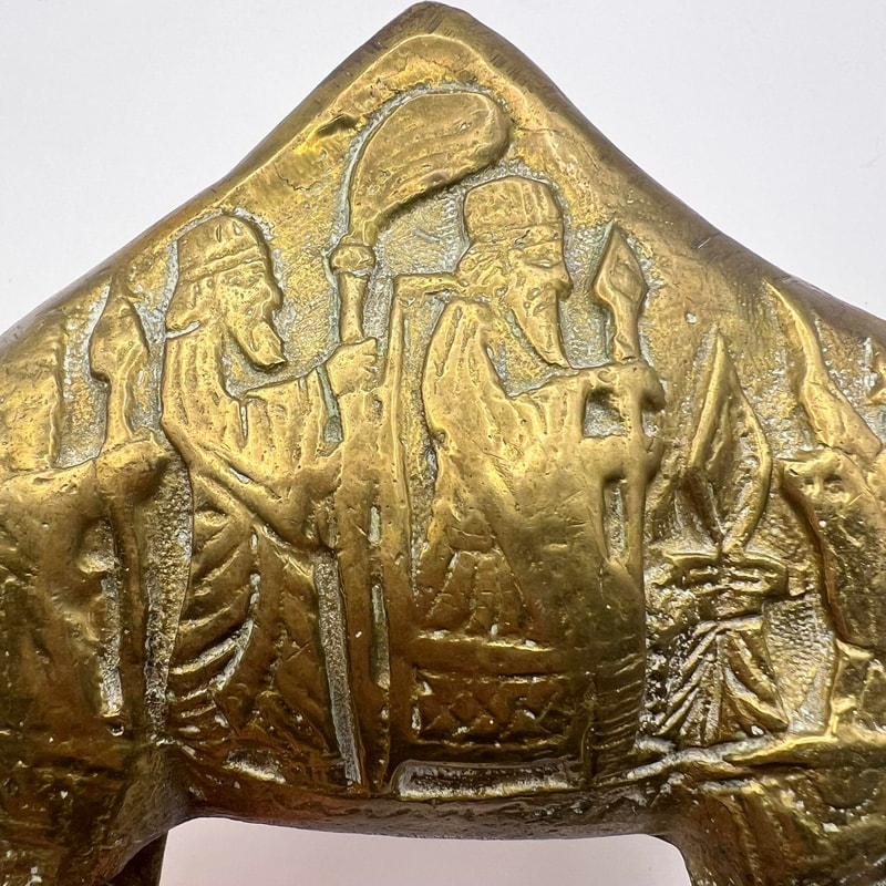 Large Vintage Solid Brass Egyptian Etched Figure Statue Camel Home Decor H 71 7