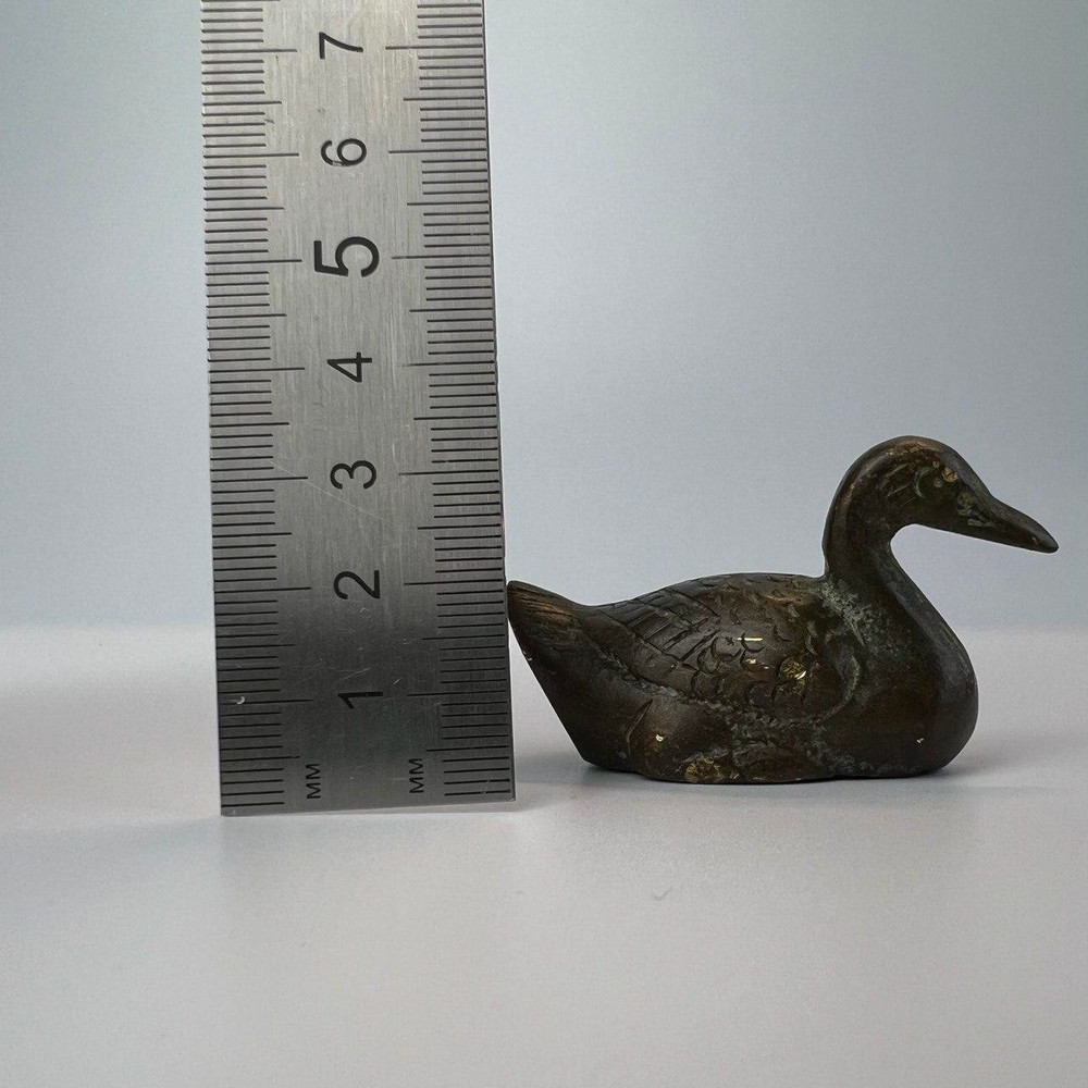 Heavy Antique Bronze Mini Figure Statue Bird Duck Collectible Home Decor 3