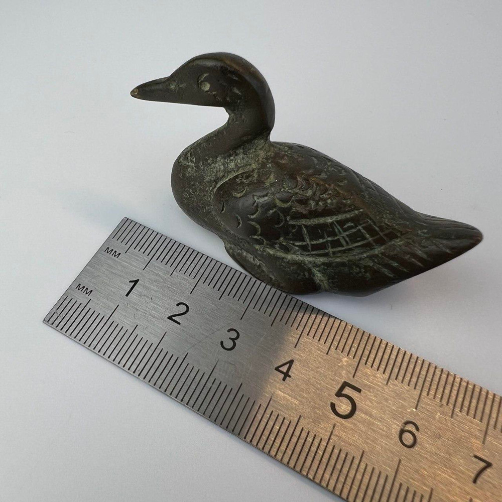 Heavy Antique Bronze Mini Figure Statue Bird Duck Collectible Home Decor 7