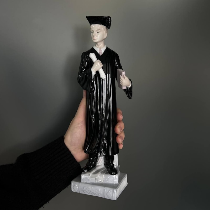 Porcelain Figure Statue Figurine Student Graduation Boy Pavone Brand From Italy 0