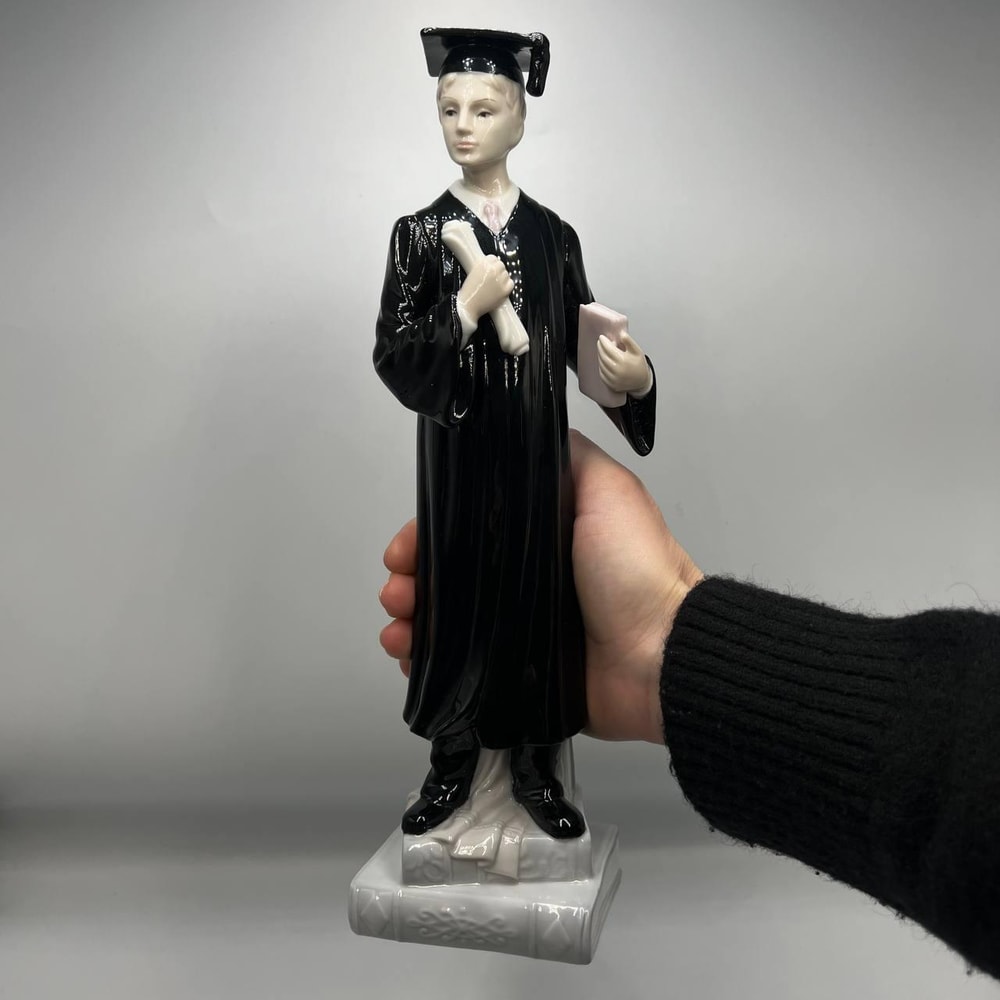 Porcelain Figure Statue Figurine Student Graduation Boy Pavone Brand From Italy 1