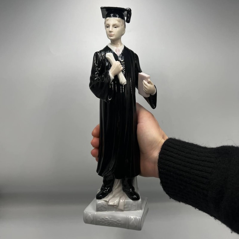 Porcelain Figure Statue Figurine Student Graduation Boy Pavone Brand From Italy 1