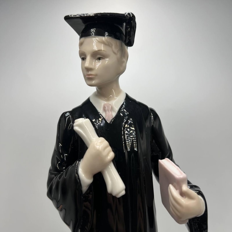 Porcelain Figure Statue Figurine Student Graduation Boy Pavone Brand From Italy 5