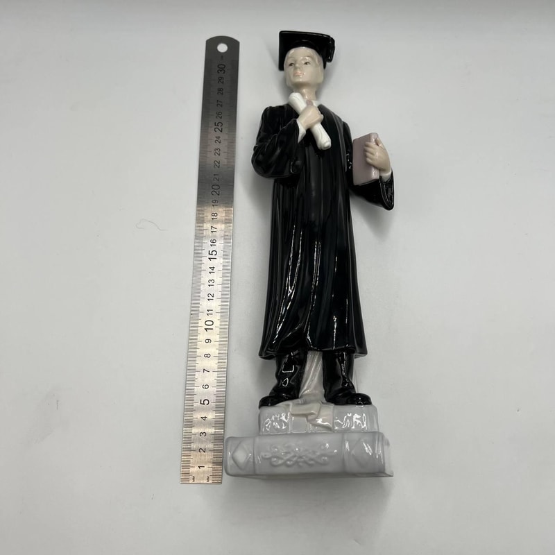 Porcelain Figure Statue Figurine Student Graduation Boy Pavone Brand From Italy 6