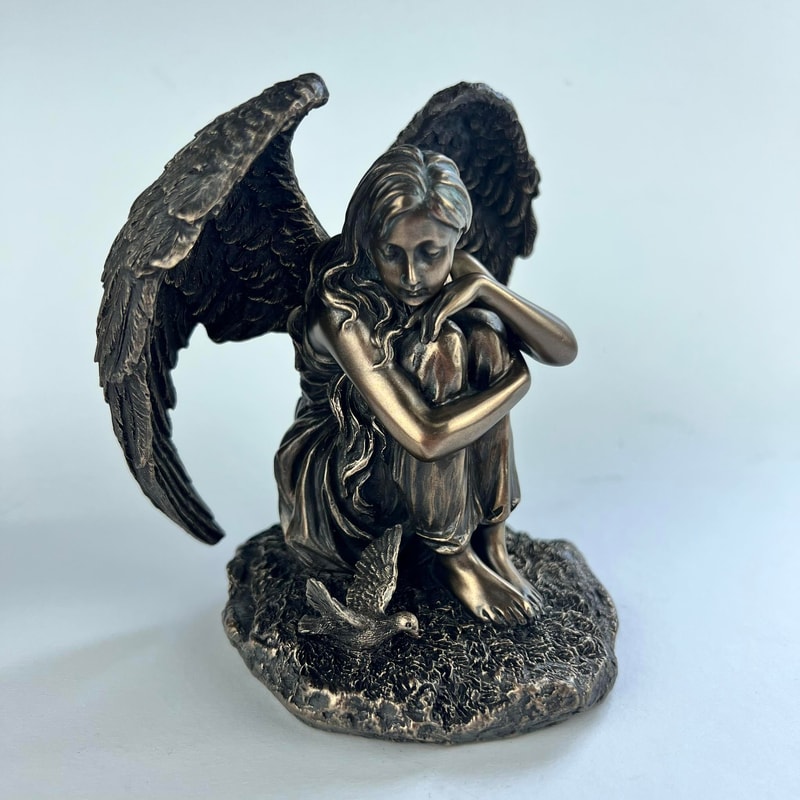 Beautiful Angel Girl Statue Figure Polystone Bronze Home Decor Made In Italy 18 Cm 4