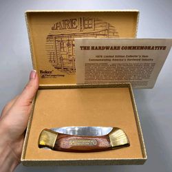 boker hardware industry hunting knife serial 1560 lockback box certificate usa