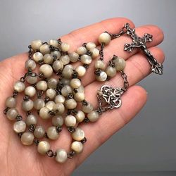 christian catholic rosary balamuti beads silver cross crucifix pendant italy