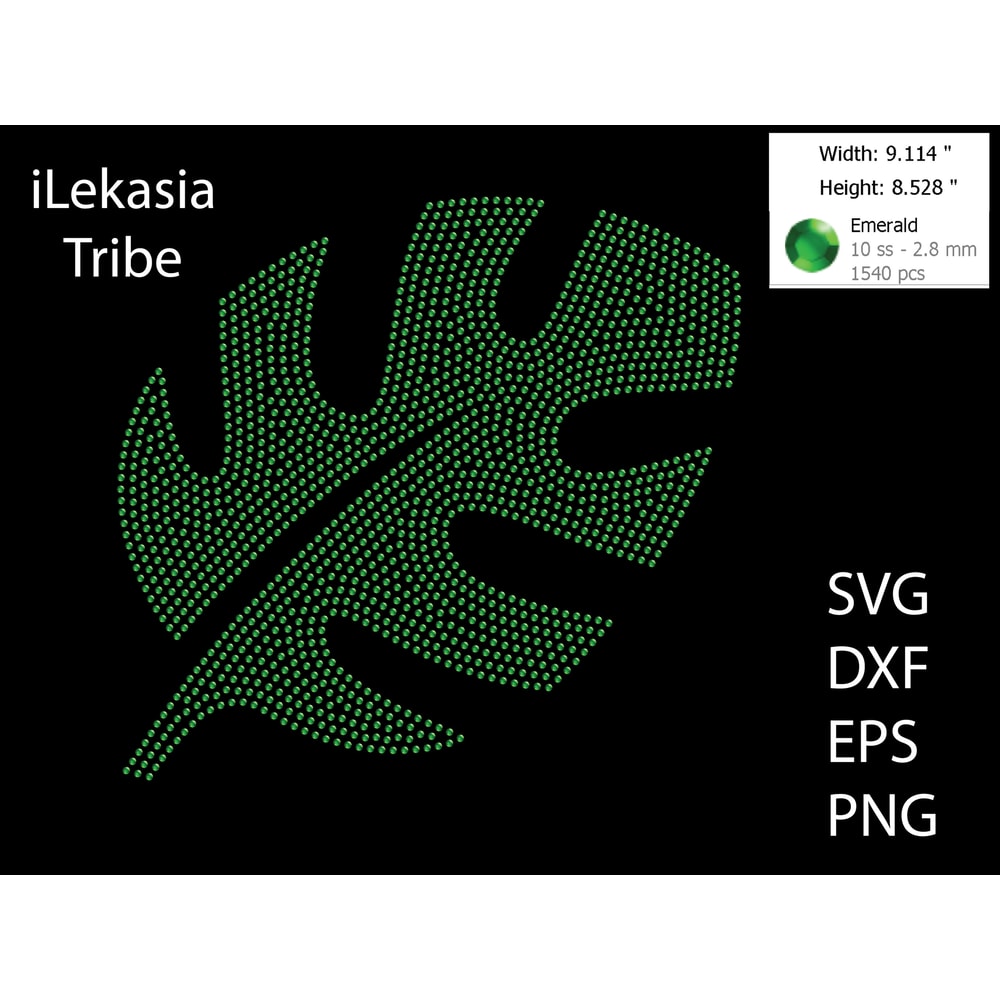Green Leave Rhinestone Template 0