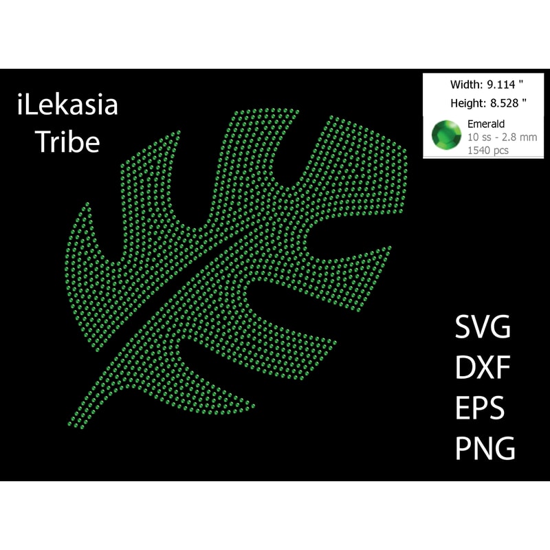 Green Leave Rhinestone Template 0
