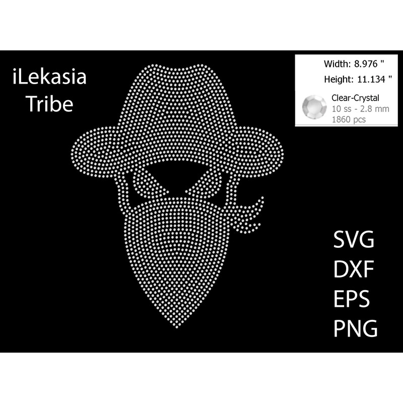 Mask Man Rhinestone Template 0