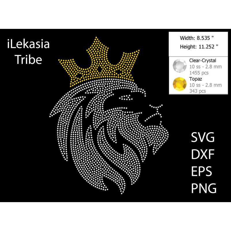 Crown Lion Rhinestone Template 0