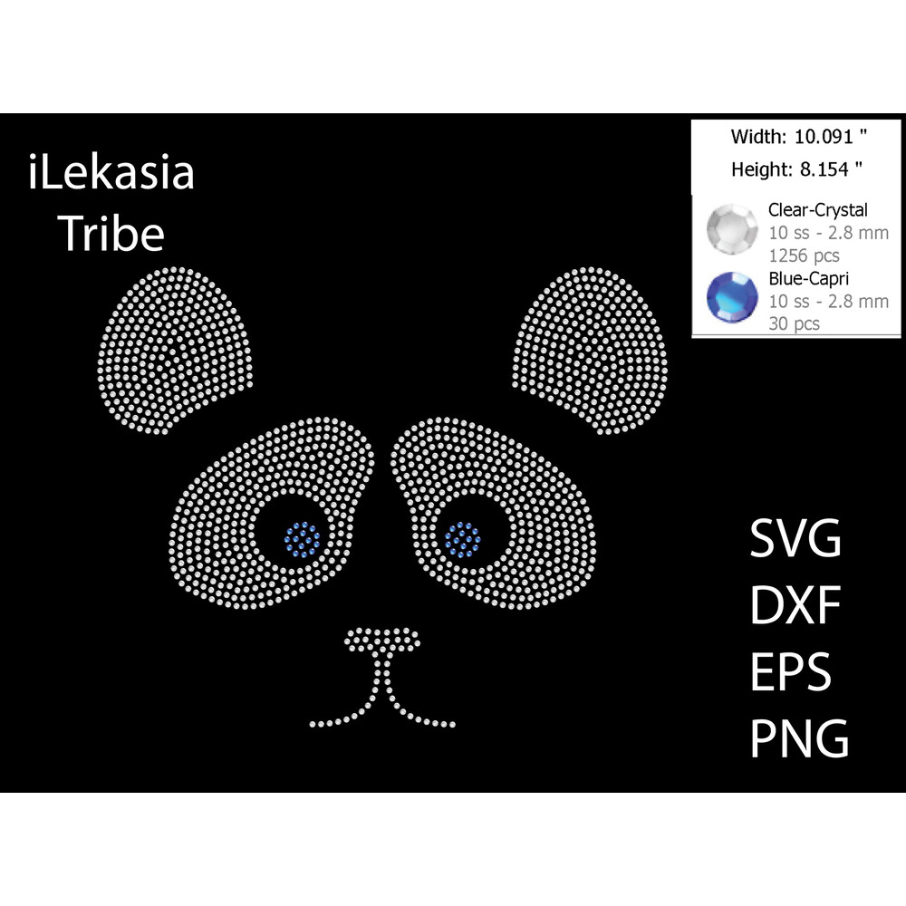 Panda Face Rhinestone Template 0