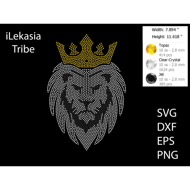 Crown Lion Rhinestone Template 1320 0