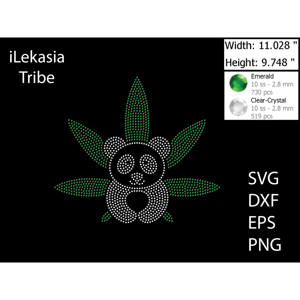 Rasta Panda Rhinestone Template 1321 0