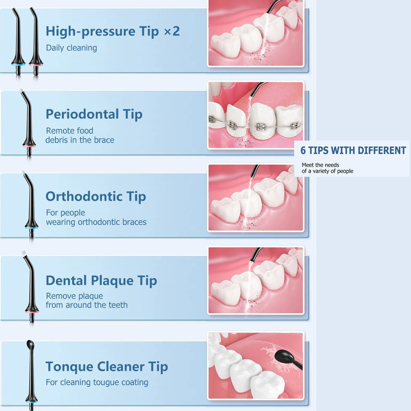 Oral Irrigator USB Rechargeable Water Flosser Portable Dental Water Jet 300ML Water Tank Waterproof Teeth Cleaner For Or 9