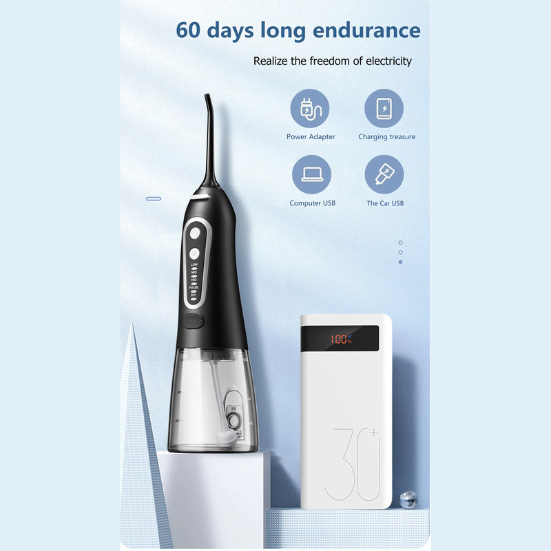 Oral Irrigator USB Rechargeable Water Flosser Portable Dental Water Jet 300ML Water Tank Waterproof Teeth Cleaner For Or 3