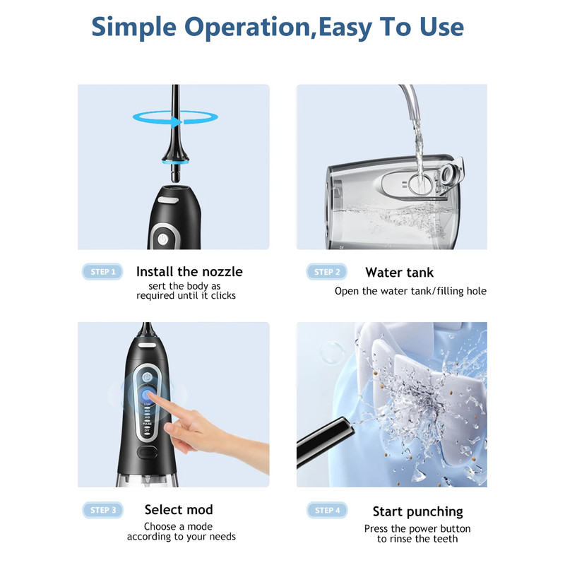 Oral Irrigator USB Rechargeable Water Flosser Portable Dental Water Jet 300ML Water Tank Waterproof Teeth Cleaner For Or 5