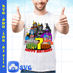 instant download editable gorilla tag t-shirt svg, 7th birthday gift gorilla tag png, retro style tee, gorilla tag