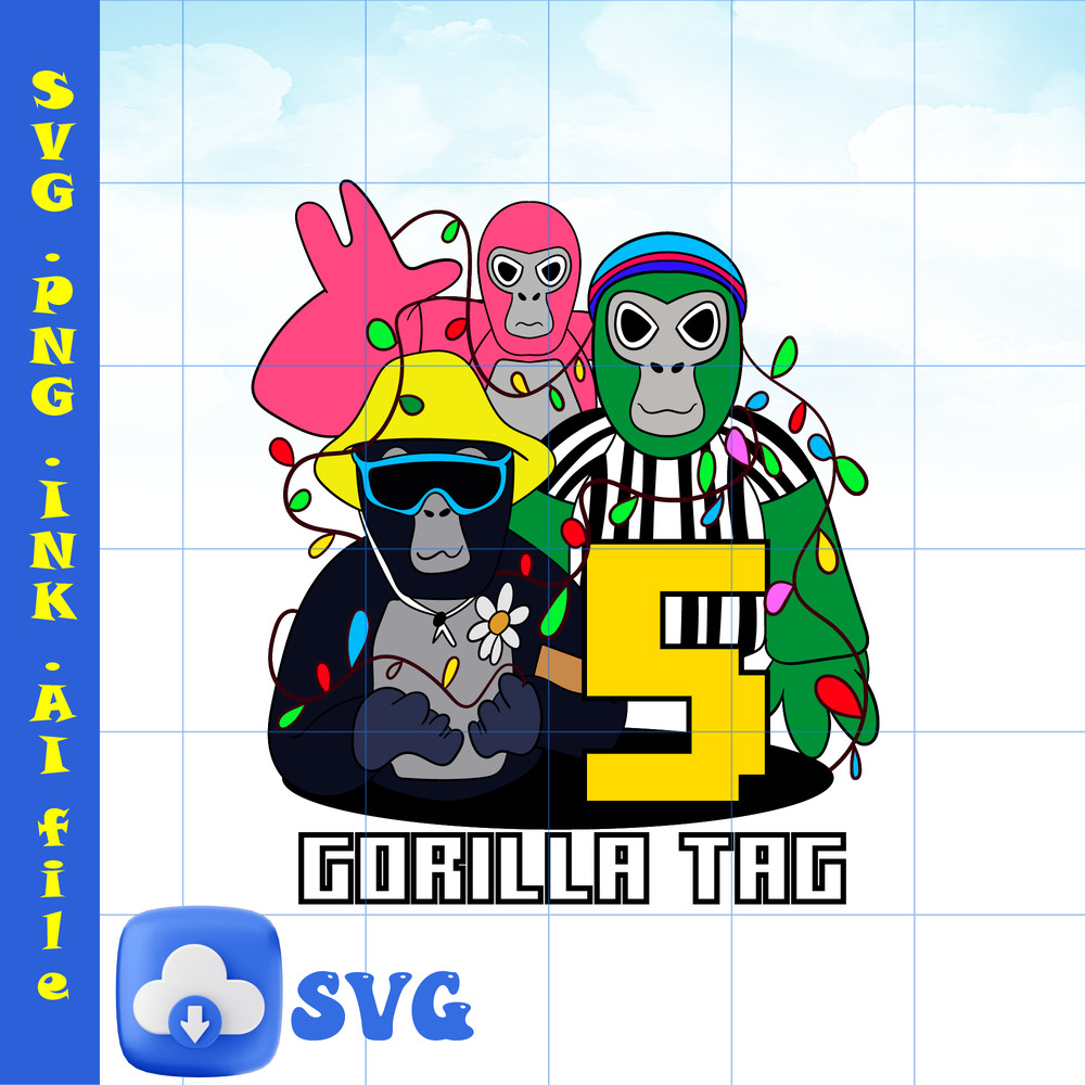 Instant Download Editable 5th Happy Bithday Gorilla Tag TShirt SVG Gorilla Tag PNG Gorilla Tag Printable TShirt 0