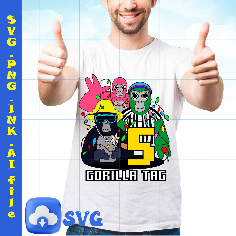 Instant Download Editable 5th Happy Bithday Gorilla Tag TShirt SVG Gorilla Tag PNG Gorilla Tag Printable TShirt 1