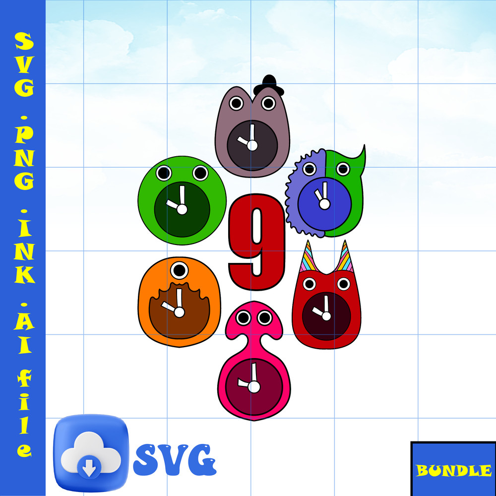 9th Birthday TShirt Banban ClockBitterGiggle ClockJumbo Josh ClockSherrif ClockStinger ClockSyringe On Clock Print 0