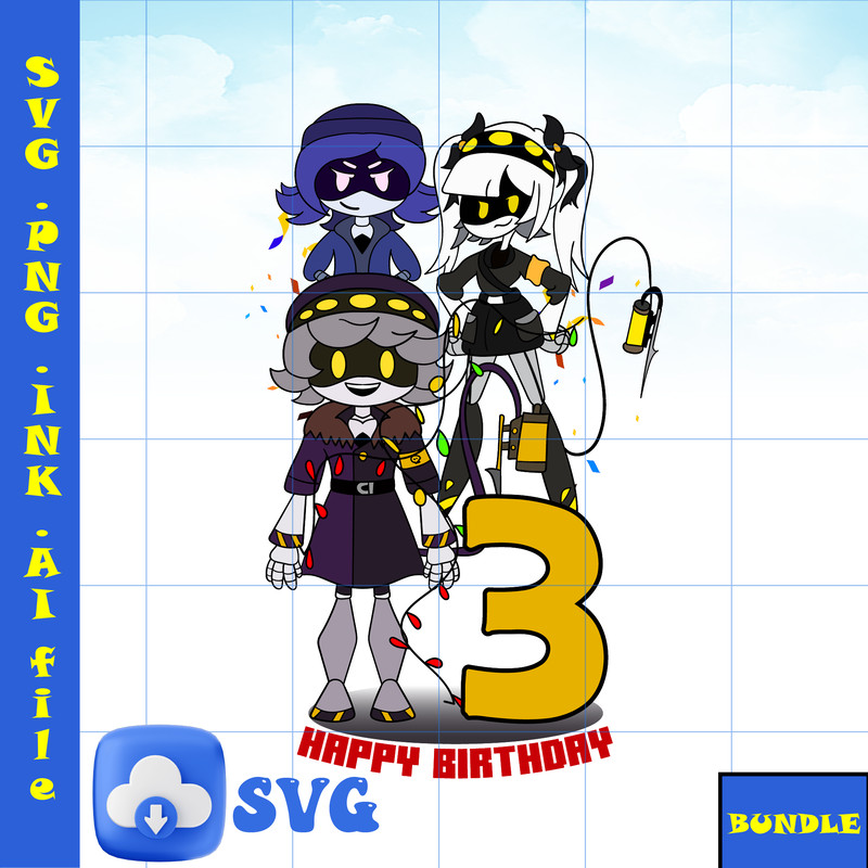 3th Birthday TShirt Stickers J From Murder Drones SVG PNG Uzi From Murder Drones SVG Coloring Pages N From Murder 0