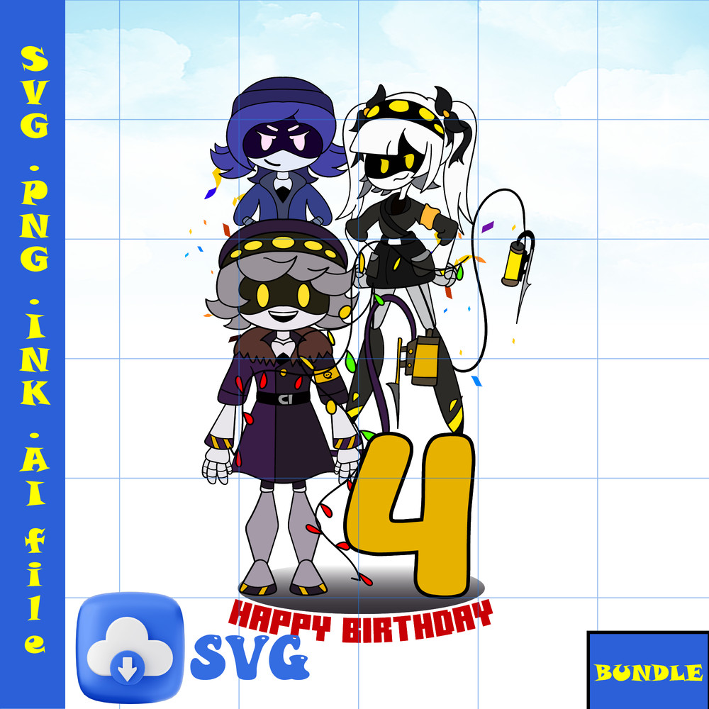 4th Birthday TShirt Stickers J From Murder Drones SVG PNG Uzi From Murder Drones SVG Coloring Pages N From Murder 1