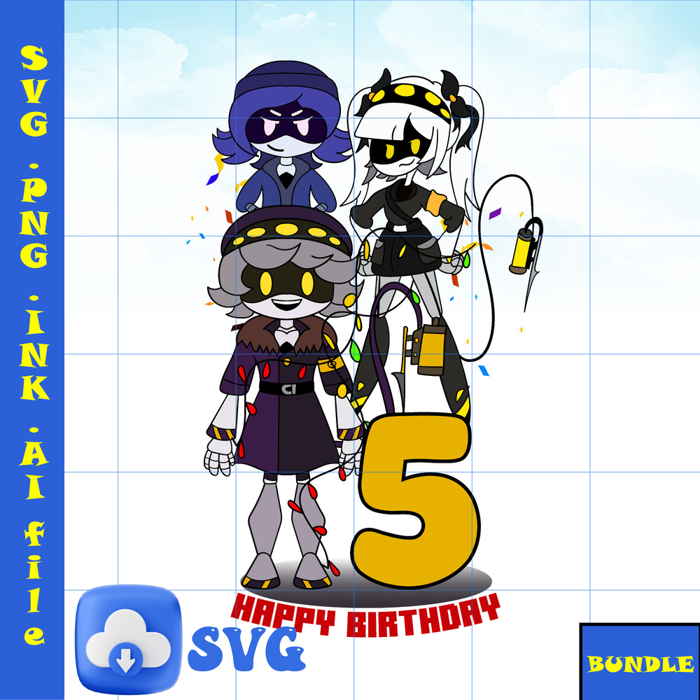 5th Birthday TShirt Stickers J From Murder Drones SVG PNG Uzi From Murder Drones SVG Coloring Pages N From Murder 0