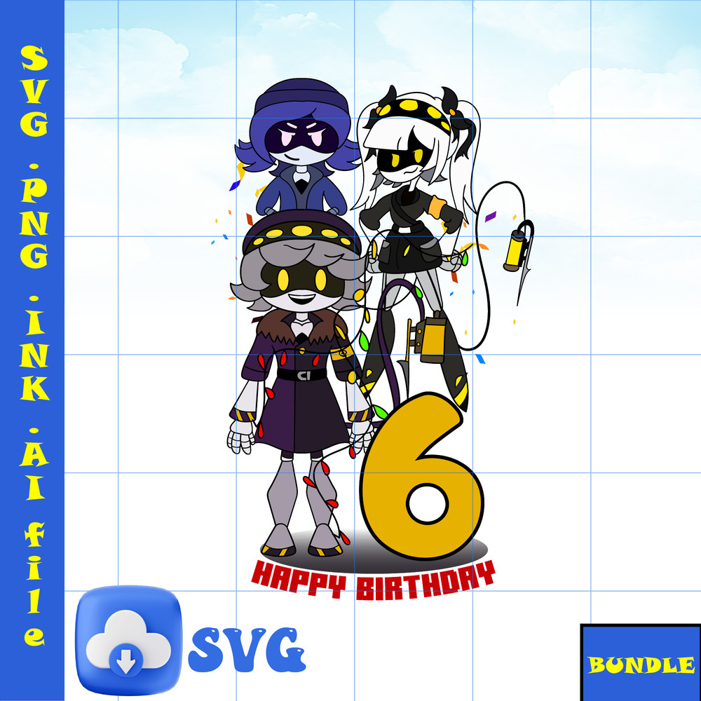 6th Birthday TShirt Stickers J From Murder Drones SVG PNG Uzi From Murder Drones SVG Coloring Pages N From Murder 0