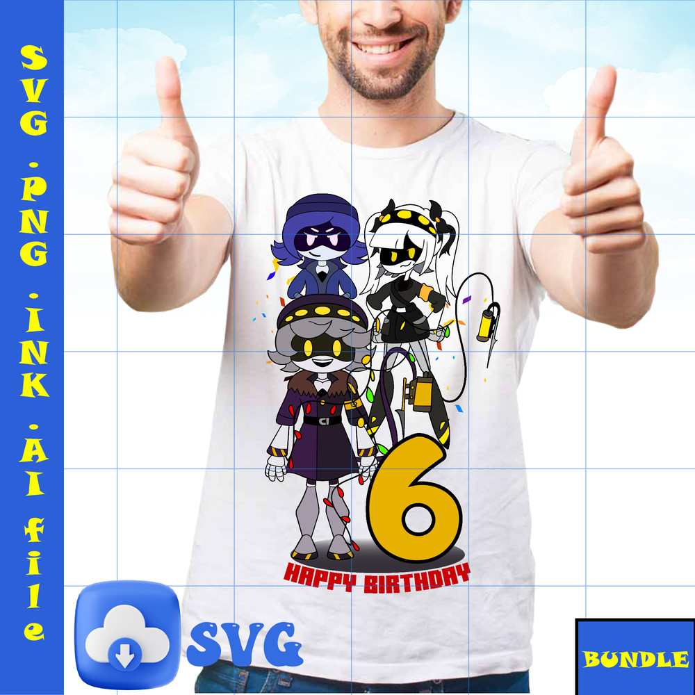 6th Birthday TShirt Stickers J From Murder Drones SVG PNG Uzi From Murder Drones SVG Coloring Pages N From Murder 1