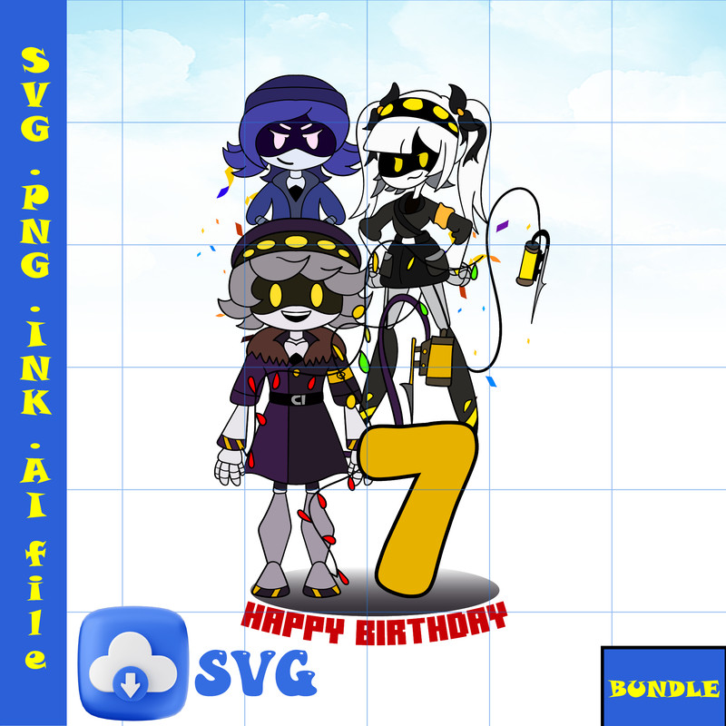 7th Birthday TShirt Stickers J From Murder Drones SVG PNG Uzi From Murder Drones SVG Coloring Pages N From Murder 0